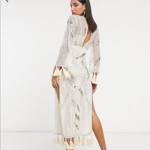 ASOS Design Embellished Dress with Cut out and Tassel Details